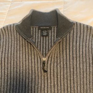 Mens Calvin Klein gray 1/4 zip sweater size XL